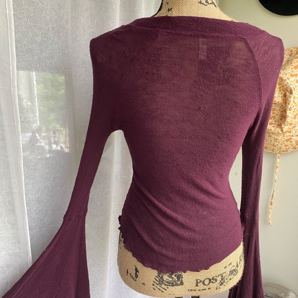 V Neck Top with Flare Sleeves